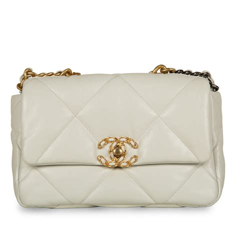 white chanel 19 flap|chanel 19 small vs medium.